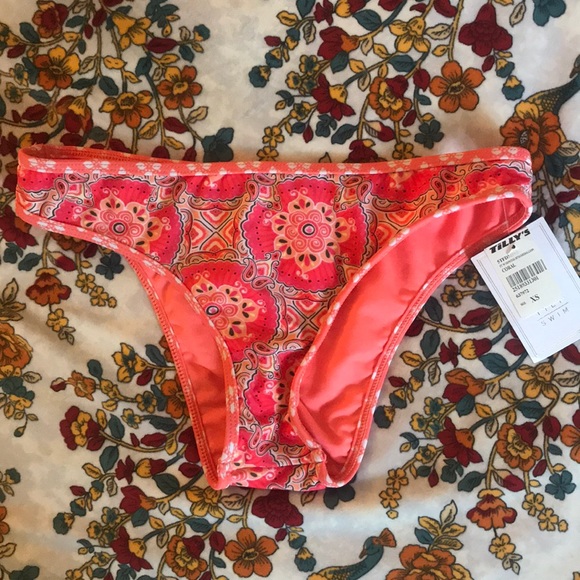 NWT Cheeky Coral Printed Bikini Bottoms Colorful - Picture 3 of 5